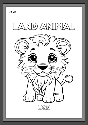 Land animal colouring book