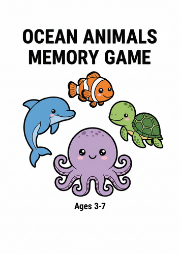 Ocean Animals Memory Matching Game | EYFS & KS1 | Color + B&W