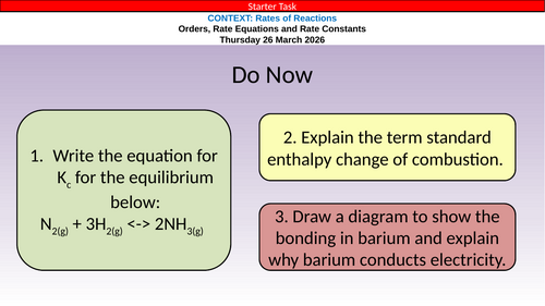 OCR A Level Chemistry Chapter 18 - Rates of Reaction