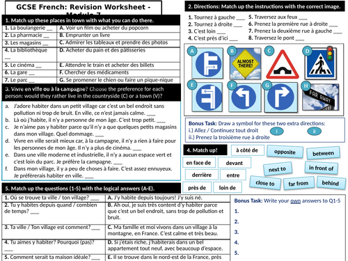 New GCSE French (2026) Revision Worksheet - Module 7 Mon petit monde à moi