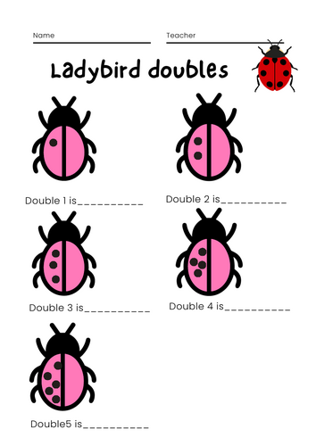 Doubles to 10 Maths worksheet