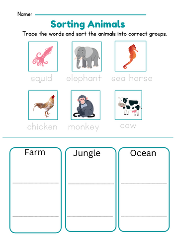 Sorting Animals Activity