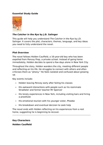 The Catcher in the Rye by J.D. Salinger – Essential Study Guide