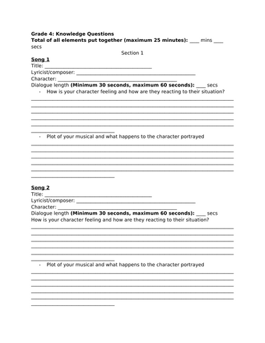 LAMDA Grade 4 Musical Theatre – Knowledge Questions Workbook