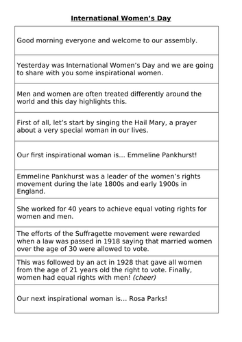 International Women's Day Assembly