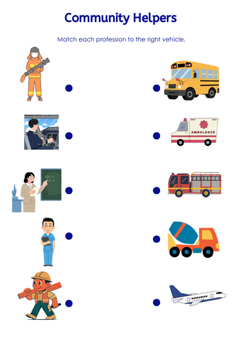 Community Helpers Matching Worksheet - Jobs and Occupations