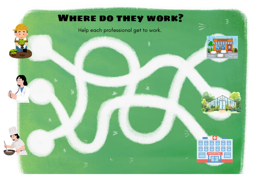 Where do they work? - Community Helpers worksheet - Mark-making