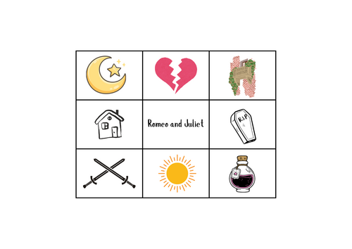 Romeo and Juliet Key Plot Points, Big ideas and Symbols Worksheet