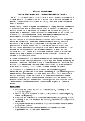 A Christmas Carol Wider Readings