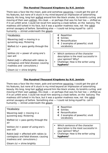 Character in narrative lesson