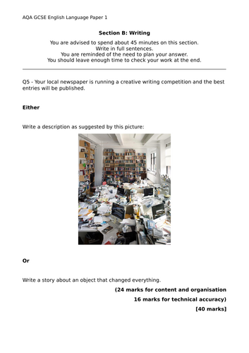 x10 GCSE Language Paper 1 Q5