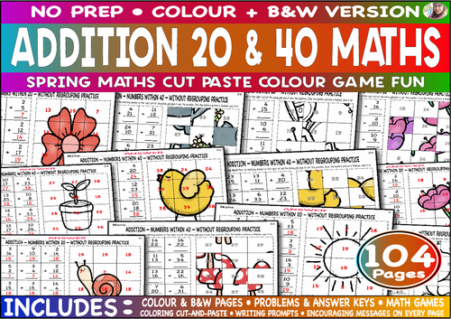 Spring Maths Addition 20 & 40 Mystery Fun