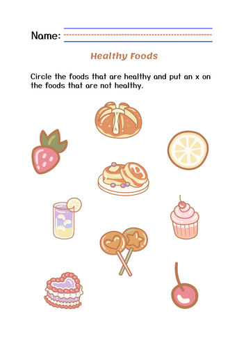 Healthy and Unhealthy Food Sorting Activity