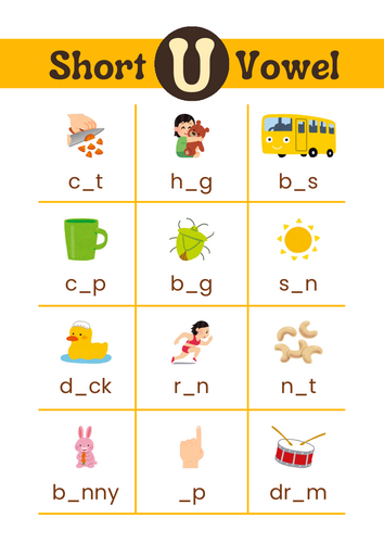 Short u vowel worksheet