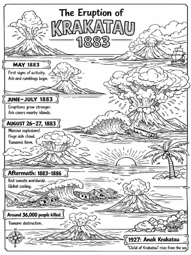1883 eruption of Krakatoa coloring page