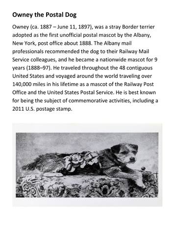 Owney the Postal Dog Handout