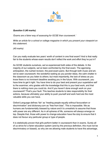 Grade 9 Transactional Writing Example