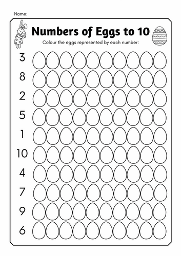 Numbers of Eggs to 10 Worksheet