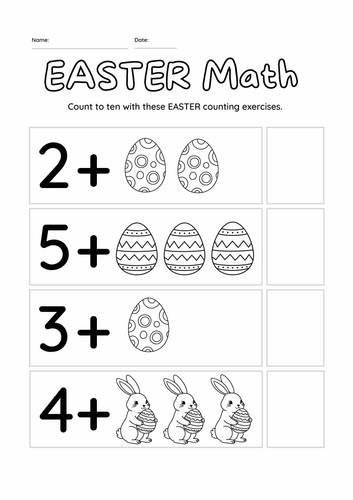 EASTER Math Count to 10 Worksheet