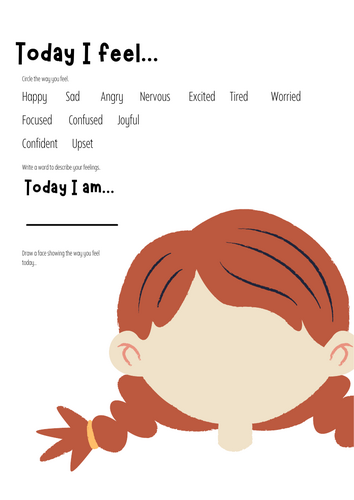 Today I am feeling... Worksheet - PSED Lesson