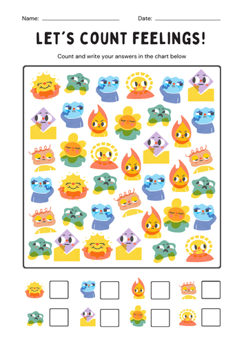 Let's count feelings worksheet