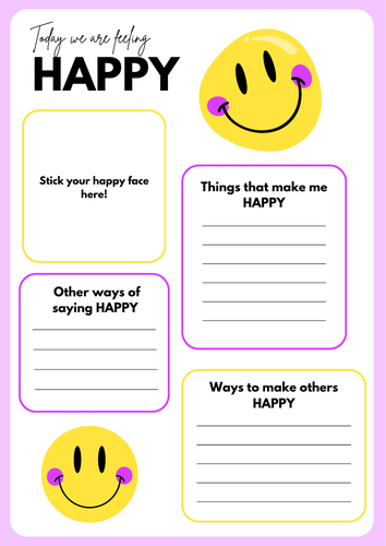 Today we are feeling happy worksheet - International Day of Happiness