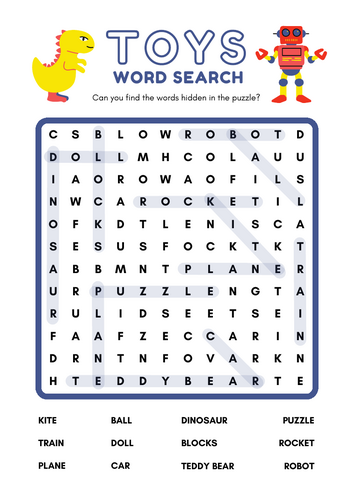 Toys Word Search