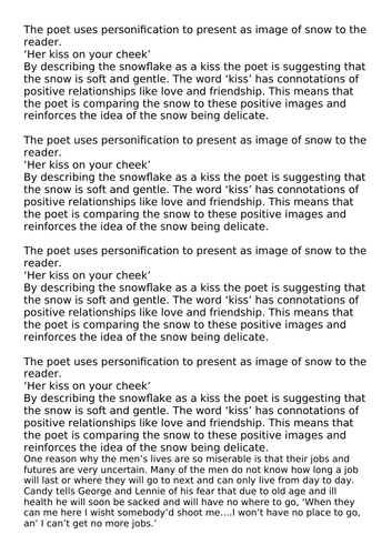 KS3 poetry - Snow and Snow (personification)