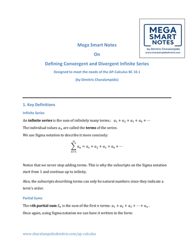 10.1 Defining Convergent and Divergent Infinite Series