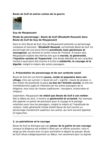 Boule de Suif – Guy de Maupassant – Characters: Élisabeth Rousset