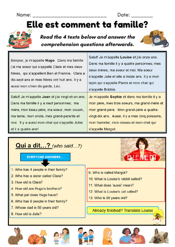 Elle est comment ta famille?