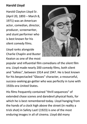 Harold Lloyd Handout