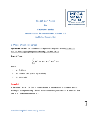 10.2 Geometric Series  (AP Calculus BC)
