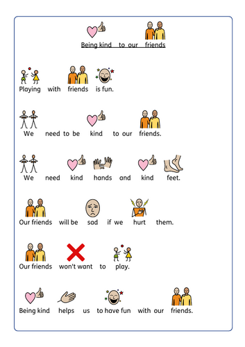 Kind hands Social Story SEN