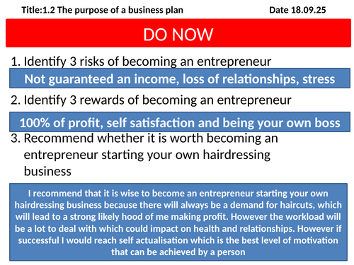 1.2 The Purpose of Business Planning