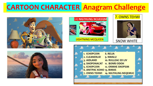 The CARTOON CHARACTER Anagram Challenge!