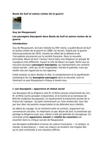 Boule de Suif  – Guy de Maupassant - Characters - The passengers