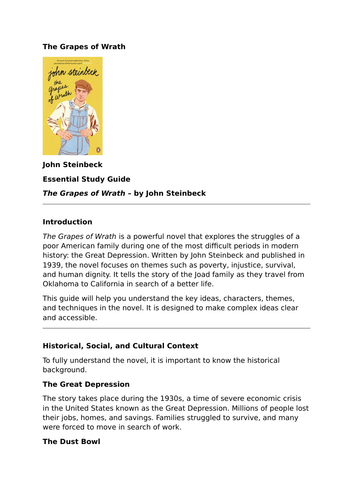The Grapes of Wrath by John Steinbeck – Essential Study Guide
