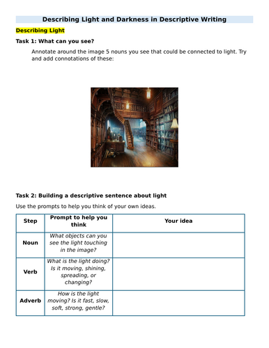 Descriptive Writing: Using Shadows, Light and Darkness