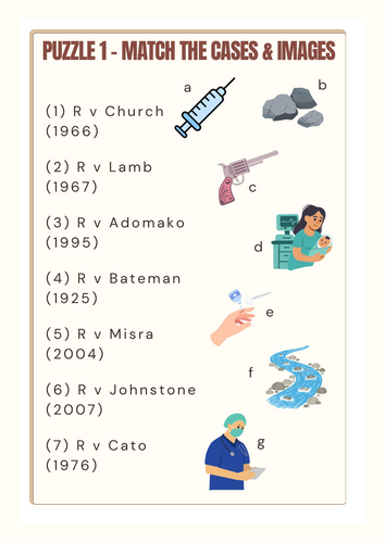 A-Level Law: Involuntary Manslaughter Escape Room - Eduqas Criminal Law