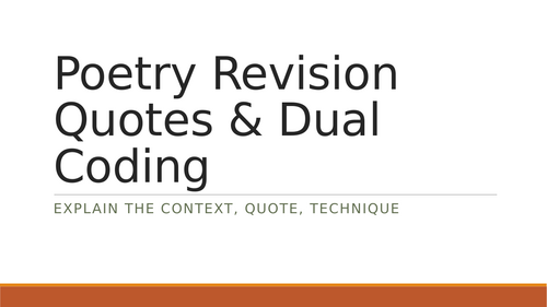 Carol Ann Duffy Dual Coding & Quote Set Text Revision, Higher, National 5