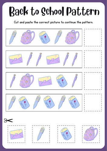 Back to School Pattern Worksheet