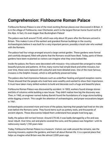 Comprehension - all about Chichester and the surrounding areas