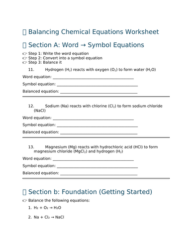 Writing chemical equations