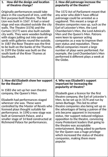Revision cards - The Globe (Historic environment)