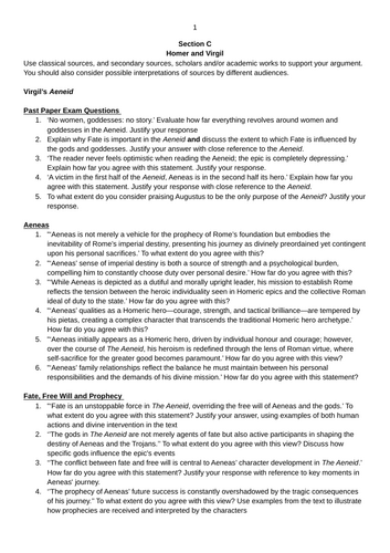 15 Mark Practice - OCR World of the Hero (Virgil's Aeneid)