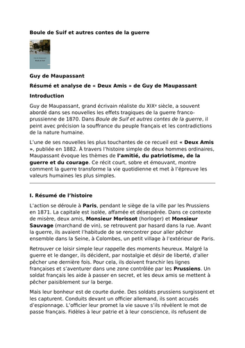 Boule de Suif et autres contes de la guerre – Guy de Maupassant - Deux Amis