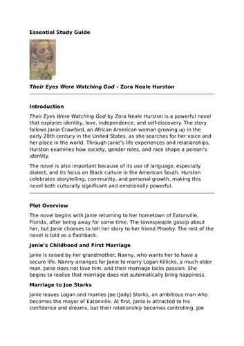 Their Eyes Were Watching God by Zora Neale Hurston – Essential Study Guide