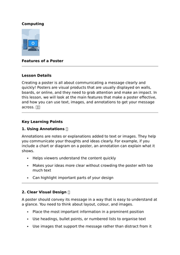 Features of a Poster