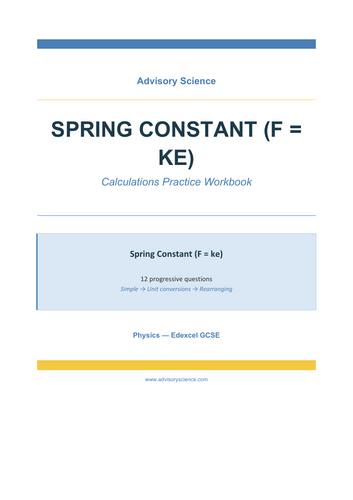 Hooke's Law F=ke - Edexcel GCSE Physics Calculation Practice Book